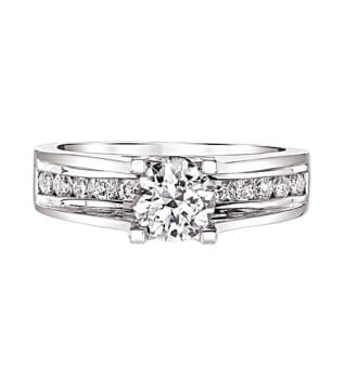 A diamond engagement ring in white gold.