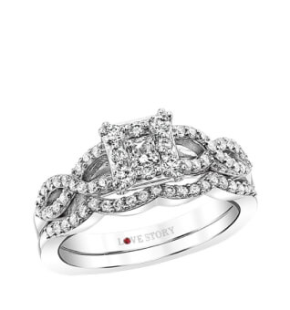 A diamond engagement ring set in white gold.