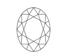 An oval shaped diamond on a white background.