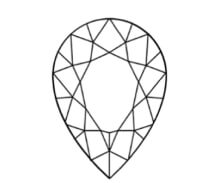 A black and white drawing of a pear shaped diamond.