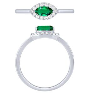 WHITE GOLD EMERALD & DIAMOND RING M5945