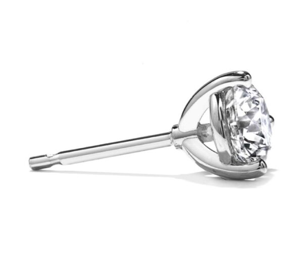 A diamond stud earring on a white background.