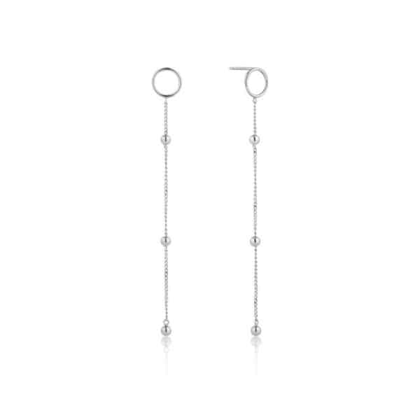 A pair of sterling silver earrings with diamonds on them.