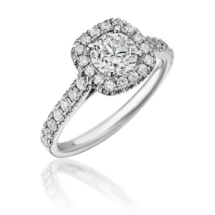 Traditional halo engagement ring