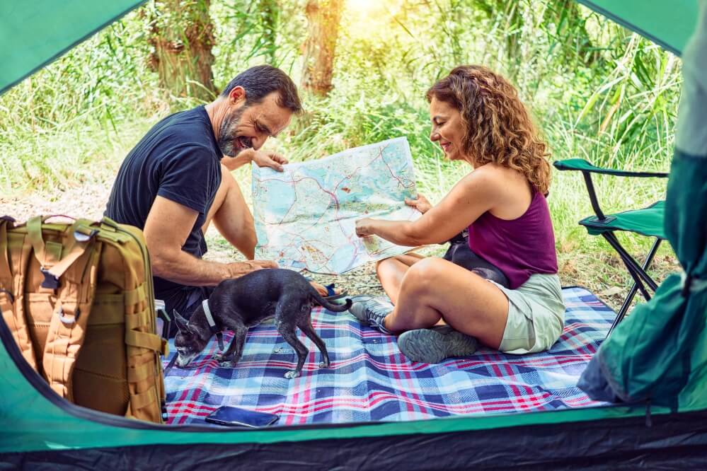 Man and woman camping