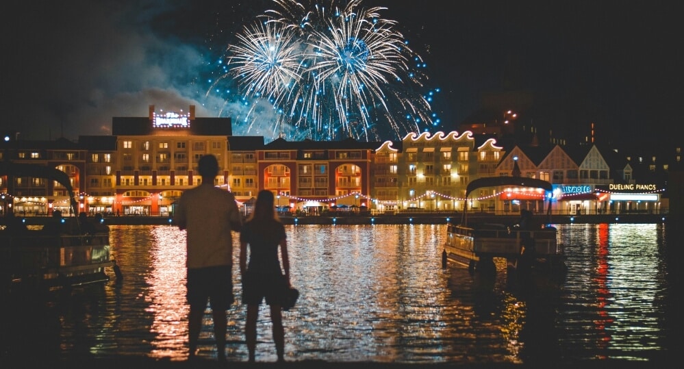 couple watching fireworks