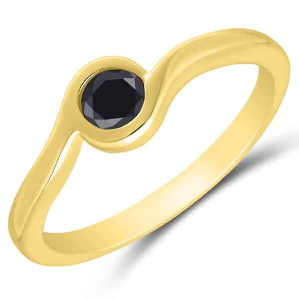 BLACK DIAMOND YELLOW GOLD RING 3180310250Y