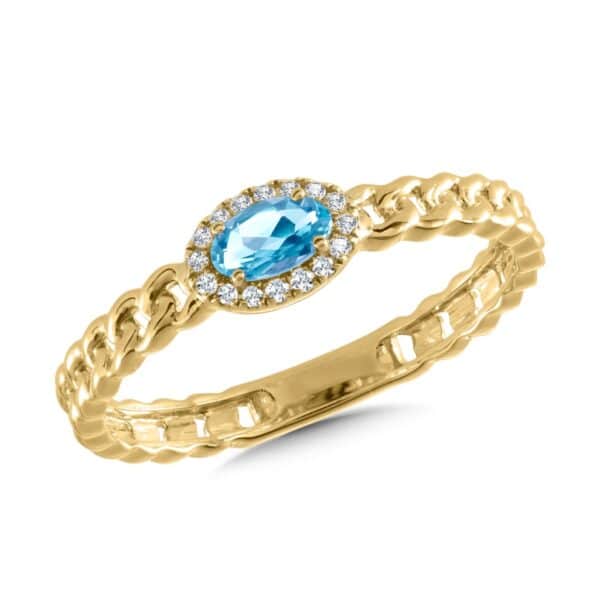 14K BLUE TOPAZ AND DIAMOND RING CGR228Y-DBT