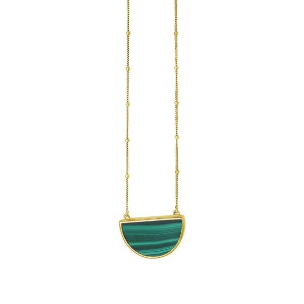 14K MALACHITE HALF MOON NECKLACE C16251-18