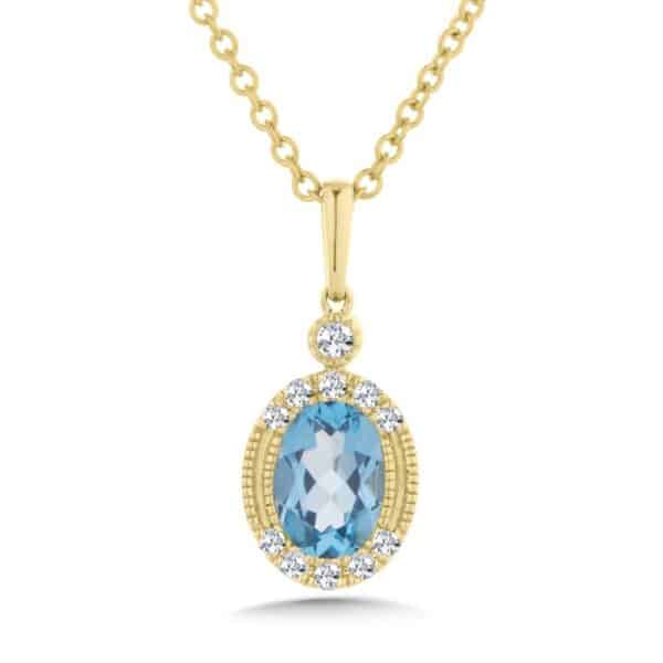 14K BLUE TOPAZ AND DIAMOND NECKLACES CGP220Y-DBT