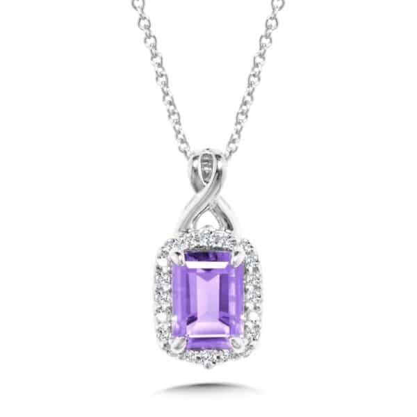 14K AMETHYST AND DIAMOND PENDANT CGP241W-DAM