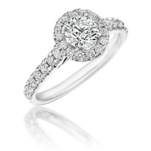 14K WHITE GOLD HALO DIAMOND RING RRD901-125