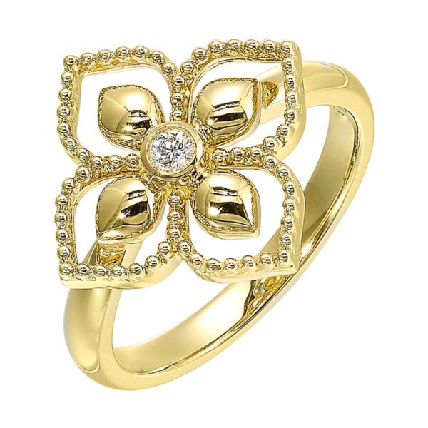 14K YELLOW GOLD FLOWER DIAMOND RING RG14099-4YC