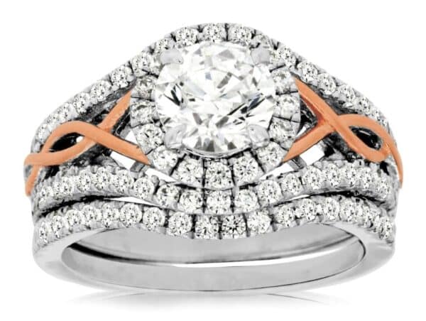 14K WHITE AND ROSE GOLD SEMI-MOUNT WEDDING SET WC7630S