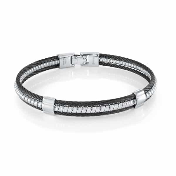 ITALGEM STEEL 3 ROW CABLE BRACELET SMBG129-8.27