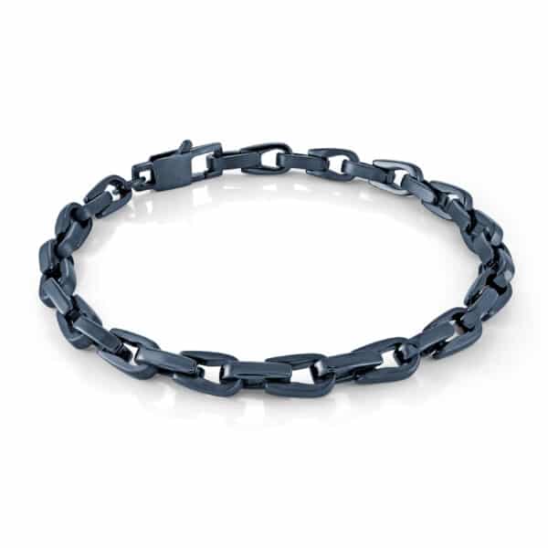 ITALGEM STEEL 8.6MM BLUE IP MATTE LINK BRACELET SMB715-8.5