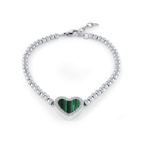 ITALGEM STEEL HEART MALACHITE BRACELET SWB216