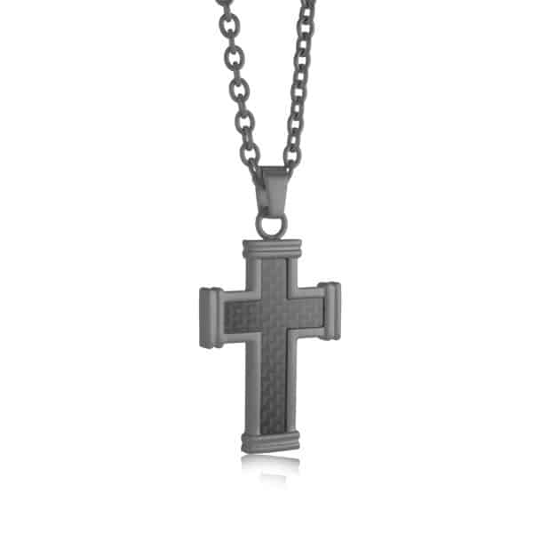 ITALGEM STEEL 22" CROSS NECKLACE SC220