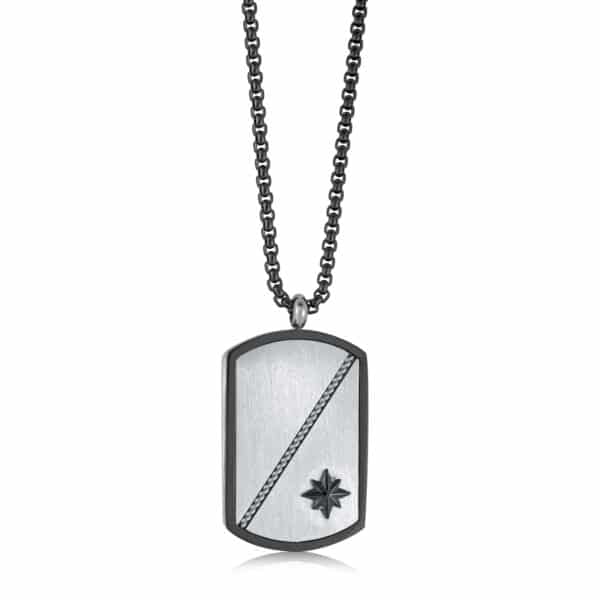 ITALGEM STEEL 22" NORTH STAR DOGTAG NECKLACE SP419