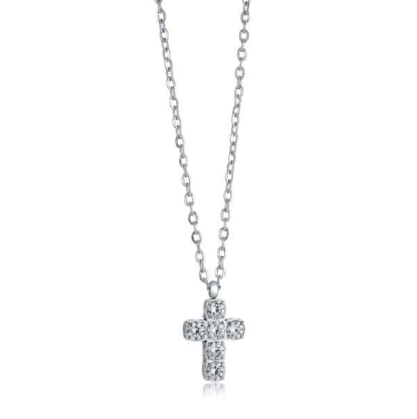 ITALGEM STEEL PUFFED CROSS PENDANT SWP94