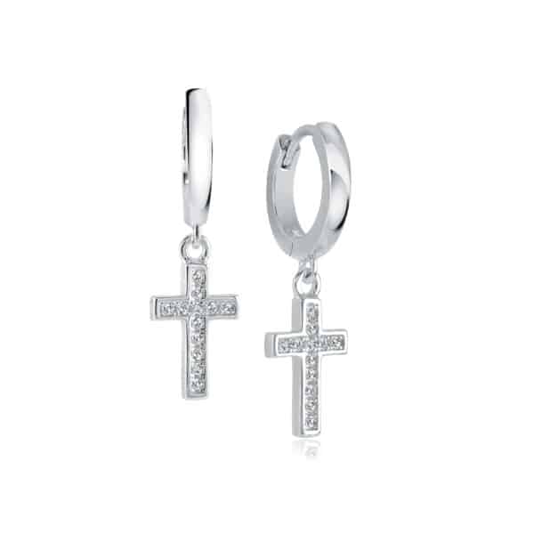 ITALGEM STEEL CROSS EARRINGS SEA398