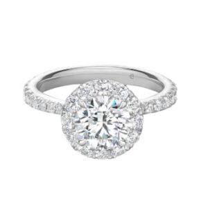 HEARTS ON FIRE VELA HALO RING WITH DIAMOND BAND UU2641PTIV21006500