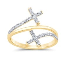 10K DIAMOND CROSS RING M6868