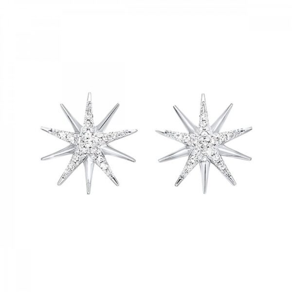 STERLING SILVER DIAMOND STARBURST EARRINGS ER31187-SSSC