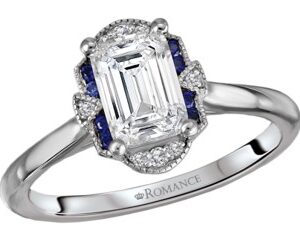 14K WHITE GOLD SAPPHIRE AND DIAMOND SEMI-MOUNT 160218-EM100SPH