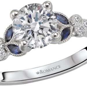 14K WHITE GOLD SAPPHIRE SEMI-MOUNT 160056-RD100