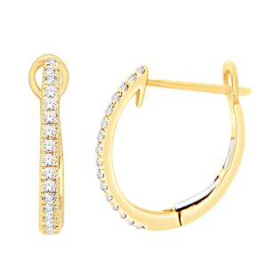 YELLOW GOLD ROUND DIAMOND HOOP EARRINGS M3406