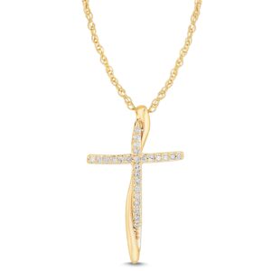 YELLOW GOLD DIAMOND CROSS PENDANT M3684