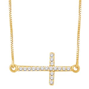 10K YELLOW GOLD DIAMOND CROSS NECKLACE M2802