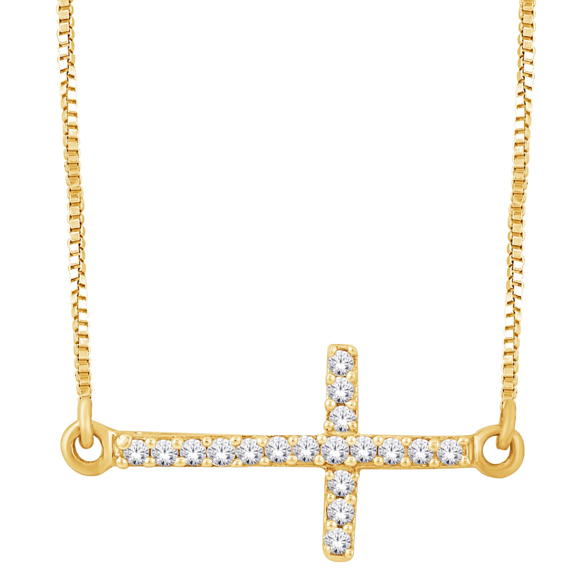 10K YELLOW GOLD DIAMOND CROSS NECKLACE M2802