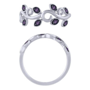AMETHYST LEAF AND VINE BIRTHSTONE RING M5930