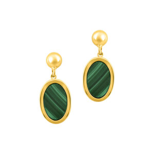 14K YELLOW GOLD MALACHITE EARRINGS 5T292