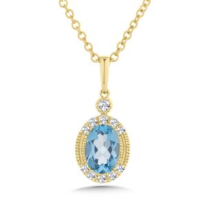 14K BLUE TOPAZ AND DIAMOND NECKLACES CGP220Y-DBT