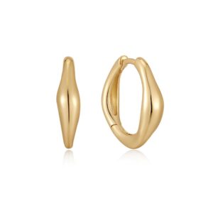GOLD WAVE HUGGIE HOOP EARRINGS E044-03G