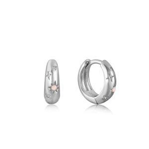 ANIA HAIE SILVER STARRY KYOTO OPAL HUGGIE HOOP EARRINGS E034-05H