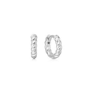 ANIA HAIE SILVER TEXTURE SMALL HUGGIE HOOP EARRINGS E063-03H