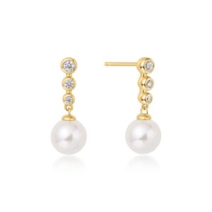 ANIA HAIE GOLD BEADED PEARL DROP STUD EARRINGS E065-03G