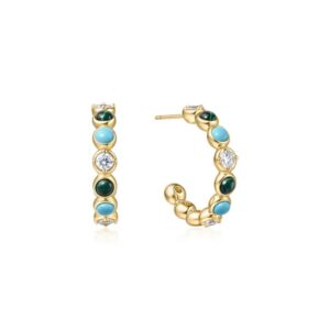 ANIA HAIE GOLD MALACHITE AND TURQUOISE LARGE HOOPS E063-08G