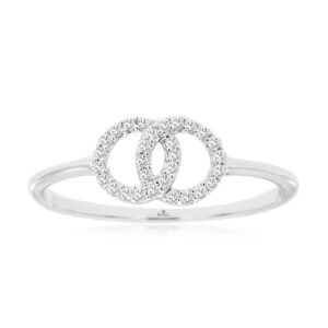 WHITE GOLD DIAMOND DOUBLE CIRCLE RING WH2268D