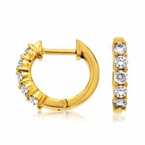 YELLOW GOLD DIAMOND HOOP EARRINGS C8030D