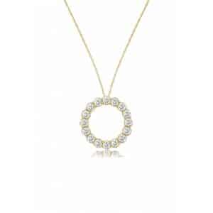 YELLOW GOLD DIAMOND CIRCLE PENDANT C8301D