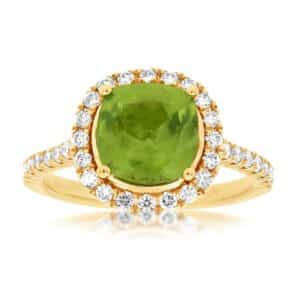 YELLOW GOLD PERIDOT AND DIAMOND RING 3904X