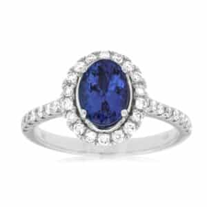 WHITE GOLD TANZANITE & DIAMOND RING W3902TZ