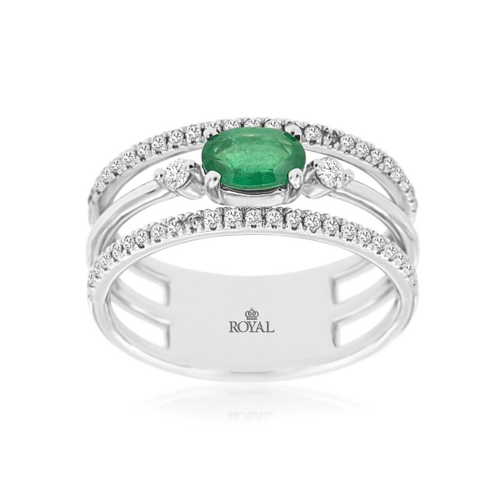 WHITE GOLD EMERALD & DIAMOND RING WH2340E