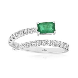WHITE GOLD EMERALD & DIAMOND RING WH2341E