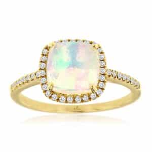 YELLOW GOLD OPAL & DIAMOND RING C5626F